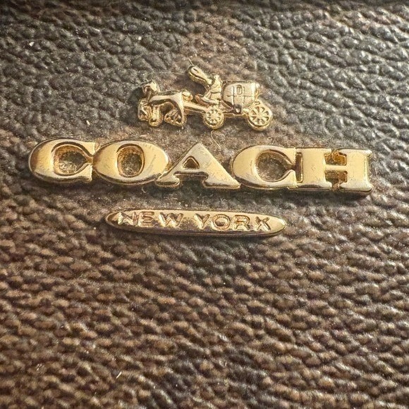 Coach Signature C Monogram Brown Black Leather Tote Shoulder Bag Women's - Picture 3 of 11